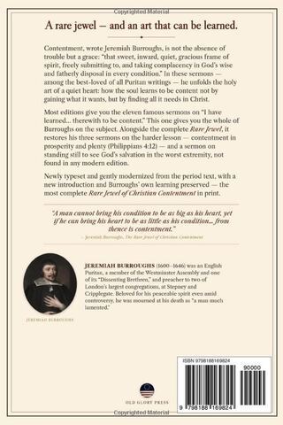 The Rare Jewel of Christian Contentment back cover, including ISBN barcode